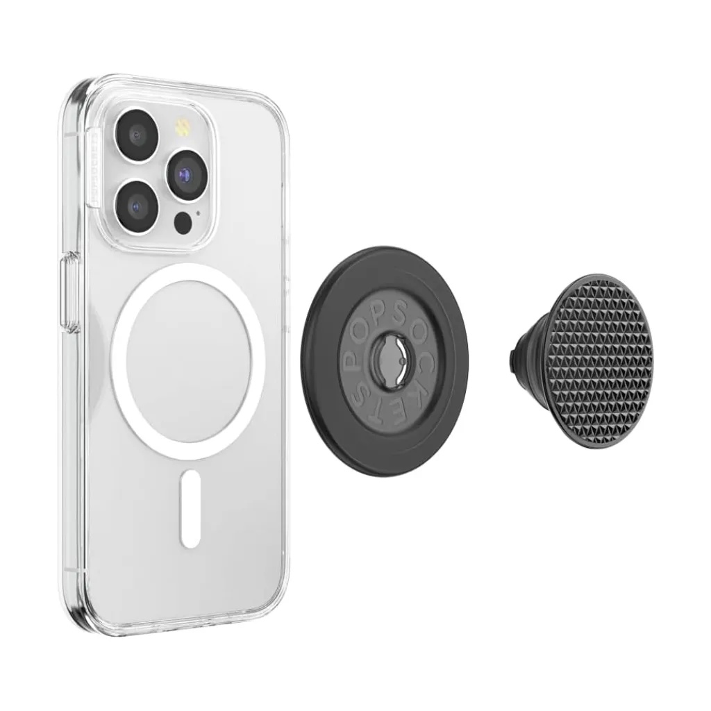 PopSockets držač za mobitel MagSafe Round Triangle Knurl Black Aluminum