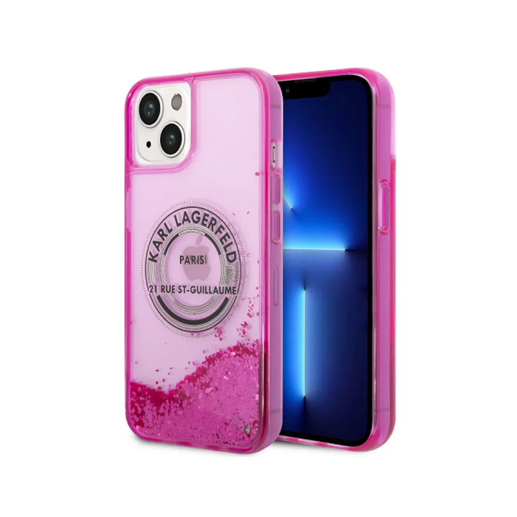Karl Lagerfeld Phone Case Liquid Glitter Round RSG Logo