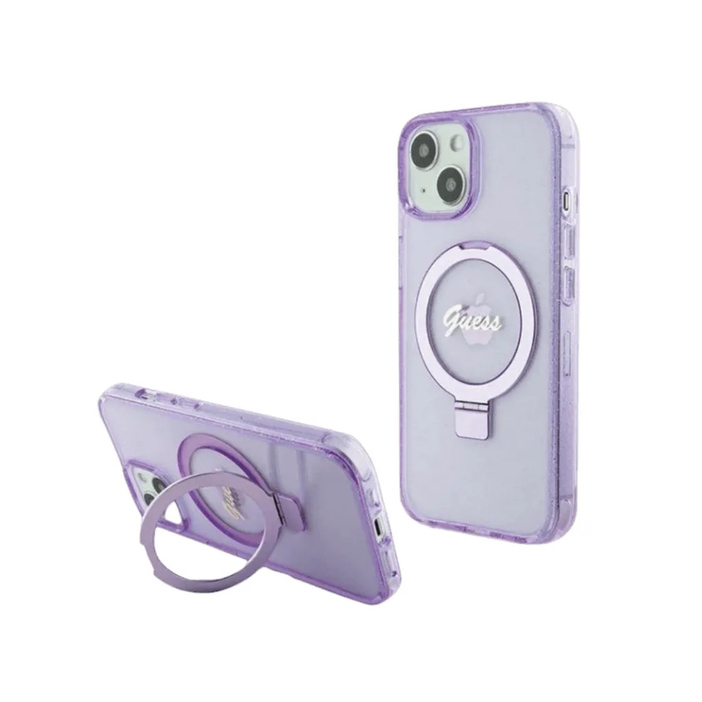 Guess Phone Case MagSafe Ring Stand Glitter