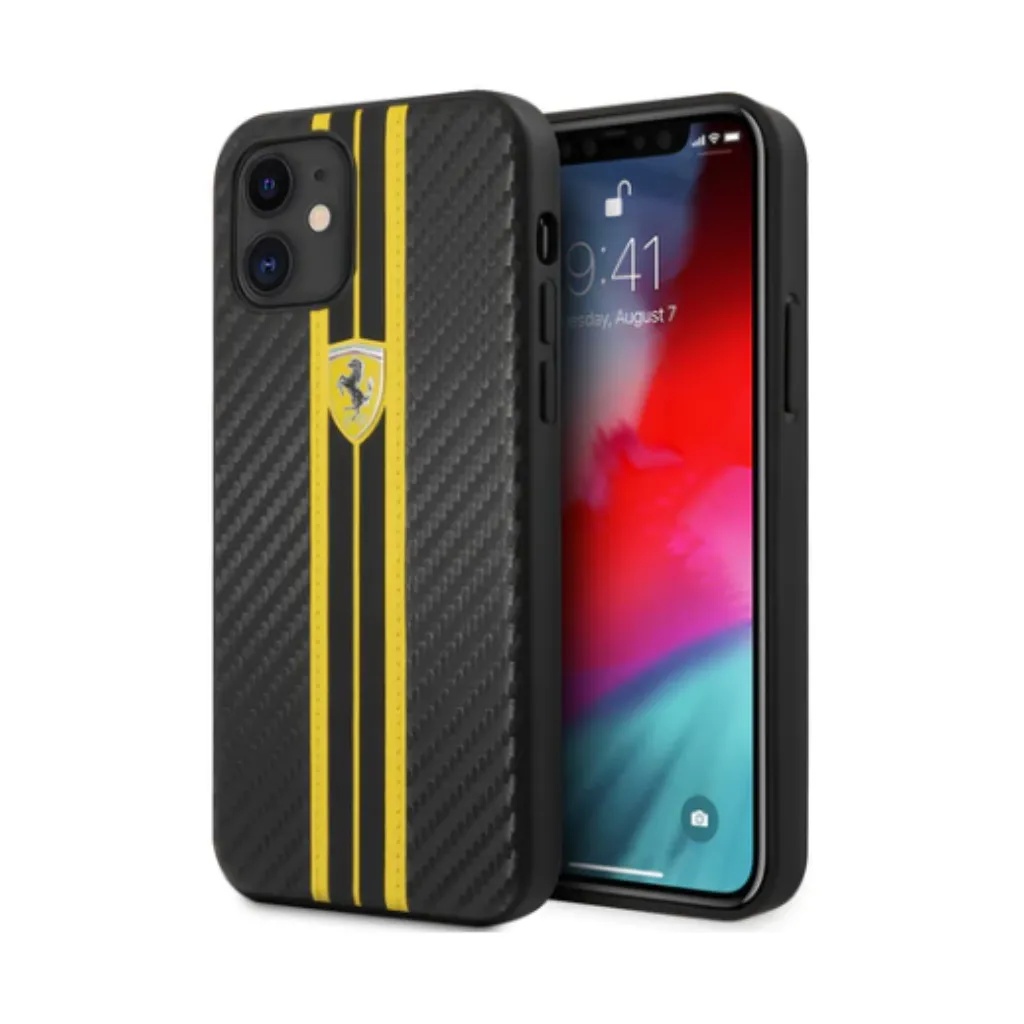 Ferrari Phone Case Carbon Effect Yellow Stripes