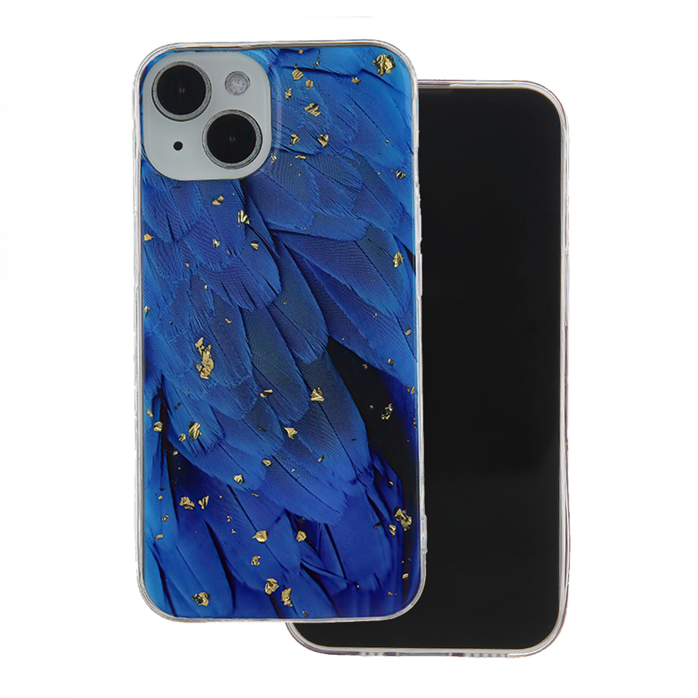 Phone Case Golden Particles Blue Wing