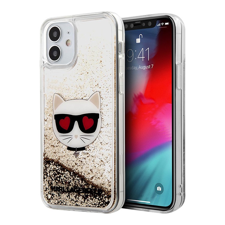 Karl Lagerfeld Phone Case Choupette Liquid Glitter Hearts