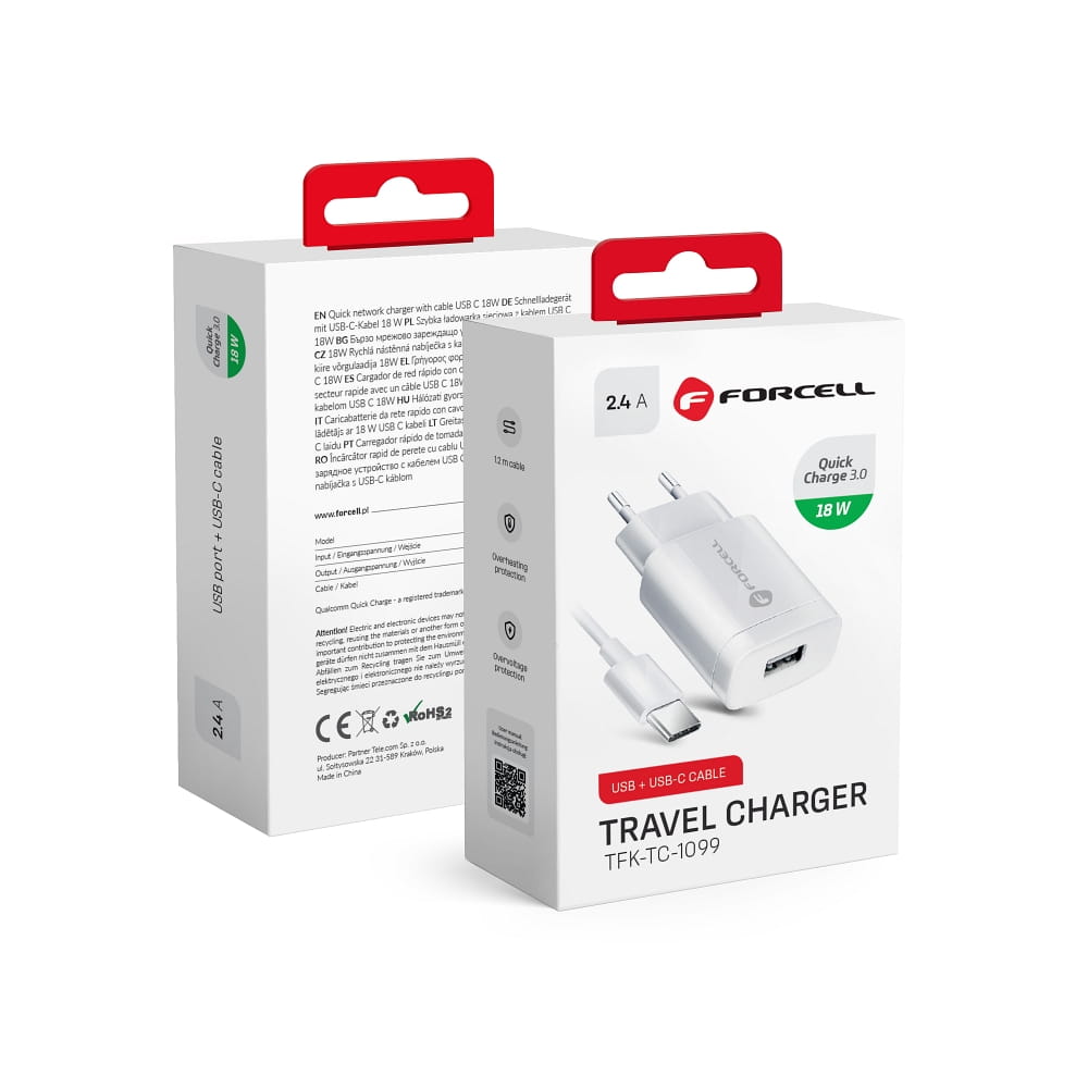Forcell punjač 18W USB - USB C
