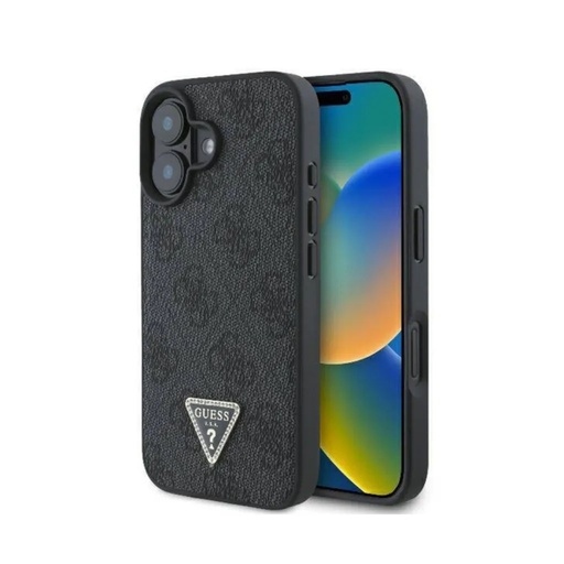 Guess Phone Case 4G Pattern Metal Logo Strass (iPhone 16 Pro Max, black)
