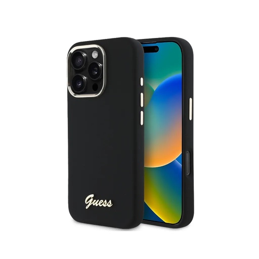 Guess maska Script Logo Camera Frame Liquid (iPhone 16, crno)