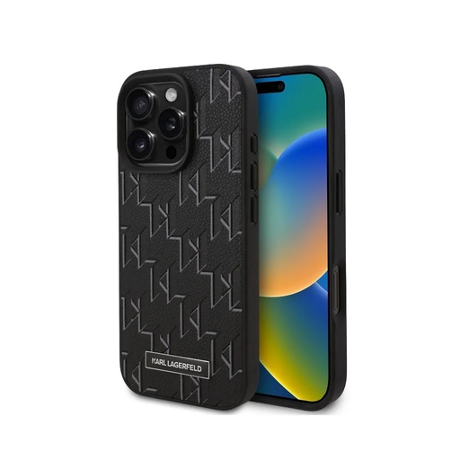 Karl Lagerfeld maska KL Hot Stamp MagSafe (iPhone 16 Pro, crno)