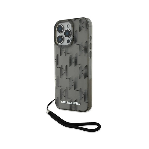 Karl Lagerfeld Phone Case Gradient KL Pattern Wrist Cord (iPhone 16, black)