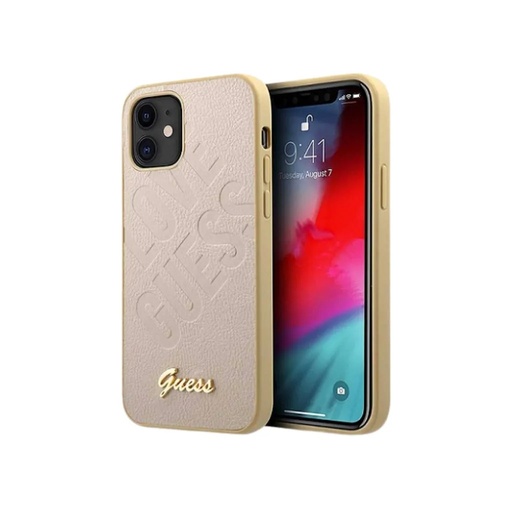 Guess Phone Case Love Debossed (iPhone 12 Mini, gold)