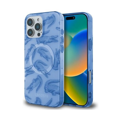 Lacoste Phone Case MagSafe Croc Pattern (iPhone 16 Pro Max, blue)