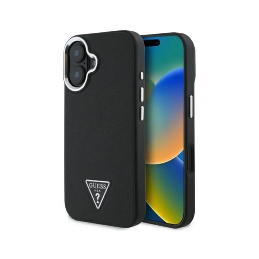 Guess Phone Case MagSafe Grained Triangle Logo (iPhone 16 Pro Max, black)