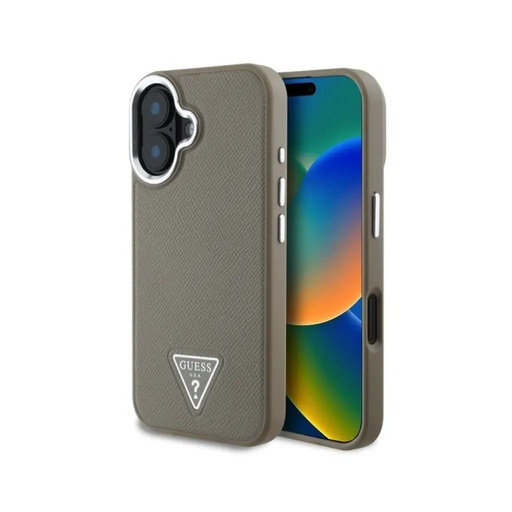 Guess maska MagSafe Grained Triangle Logo (iPhone 16 Pro Max, smeđe)