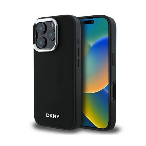 DKNY Phone Case MagSafe Plain Silver Logo (iPhone 16 Pro, black)