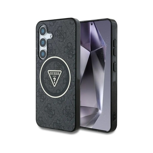 Guess maska MagSafe 4G Pattern Gold Ring Glitter (Samsung S25, crno)