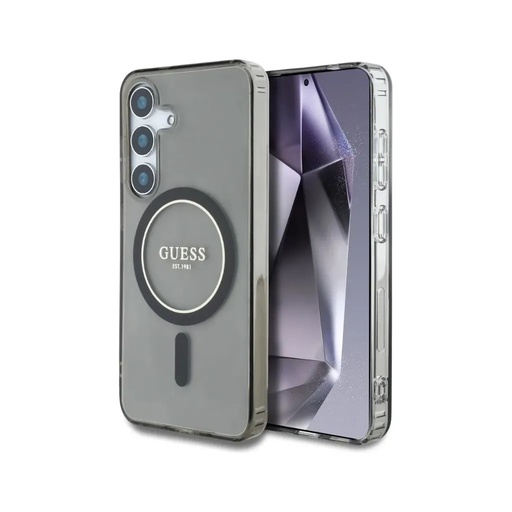 Guess Phone Case MagSafe Glitter Ring Classic Logo (Samsung S25 Ultra, black)