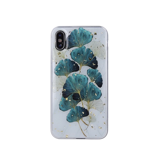 Phone Case Golden Particles Ginkgo Leaves (Samsung A56, blue)