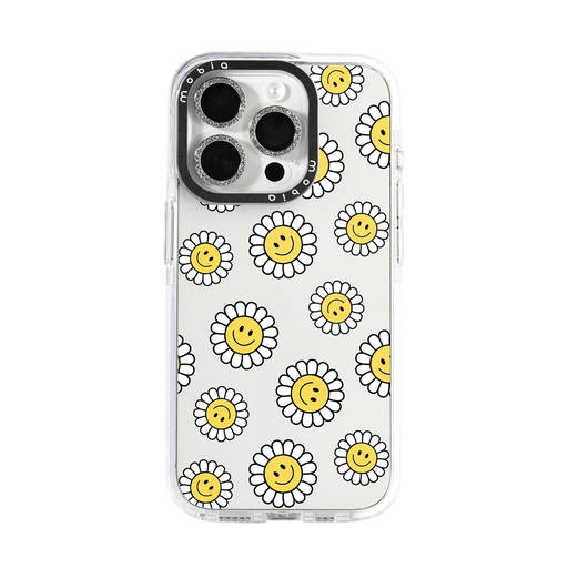 Phone Case Pattern Smiling Daisies (iPhone 16 Pro, transparent)