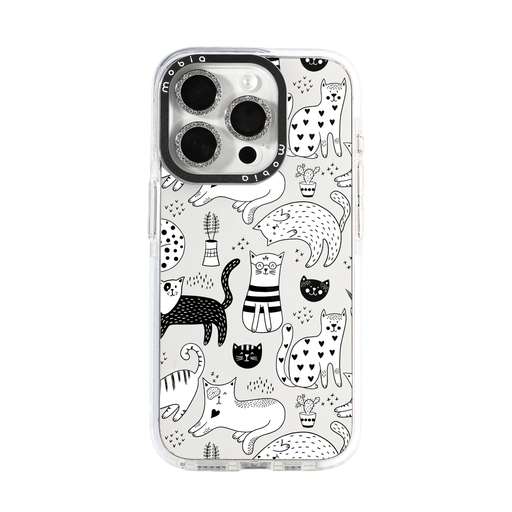 Maska Pattern B&W Cats (Samsung S25, prozirno)