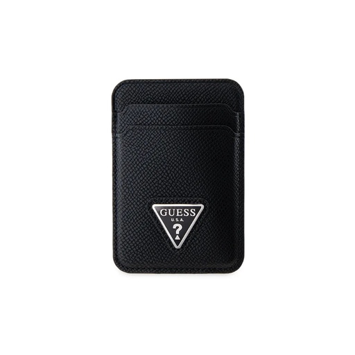 Guess držač kartica MagSafe Grained Leather Triangle Logo (smeđe)