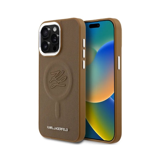 Karl Lagerfeld maska Initial Debossed MagSafe (iPhone 16, smeđe)
