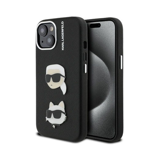 Karl Lagerfeld maska Grained K&C Heads Pin (iPhone 16, crno)