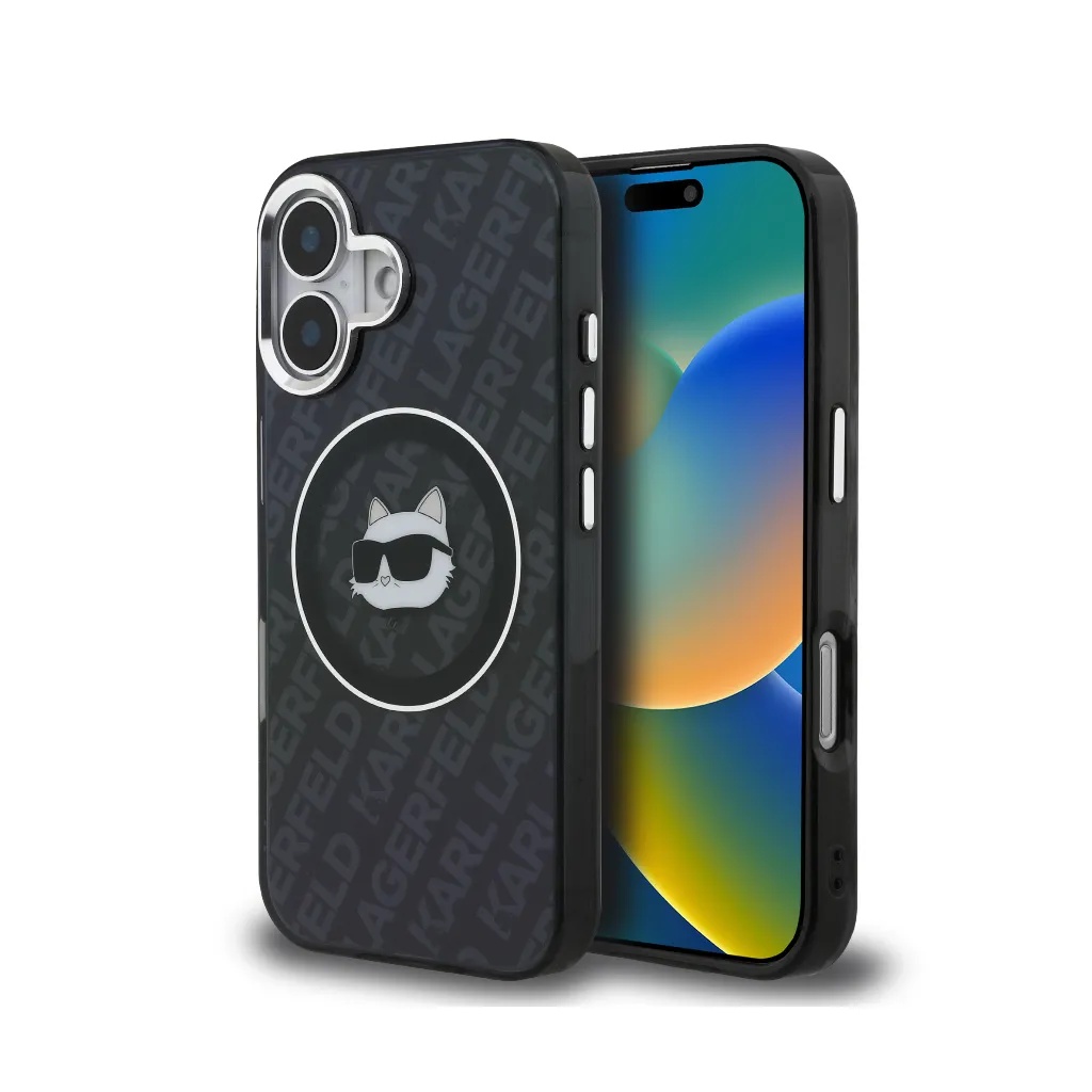 Karl Lagerfeld Phone Case Choupette Head Glitter Logo MagSafe