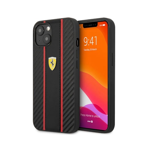 Ferrari maska Carbon Effect Central Stripe (iPhone 13 Mini, crno)