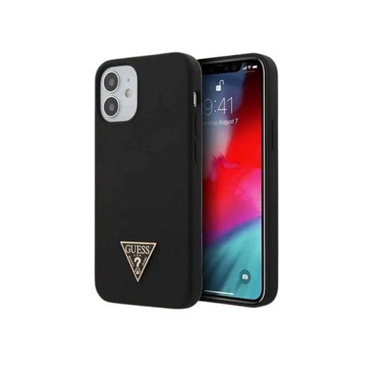 Guess Phone Case Metal Triangle Logo Liquid (iPhone 12 Mini, black)